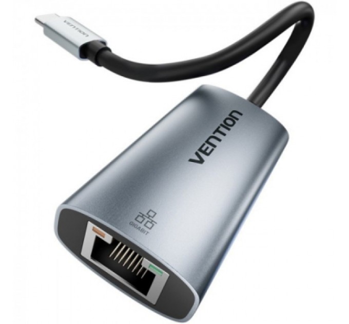Перехідник USB-C to RJ45 Ethernet 1000Mbps black VENTION (CFPHB)