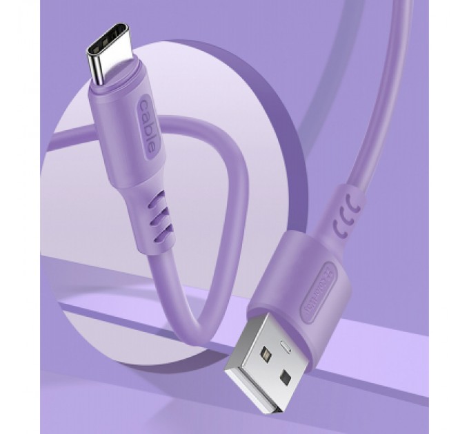 Дата кабель USB 2.0 AM to Micro 5P 1.0m soft silicone violet ColorWay (CW-CBUM044-PU)