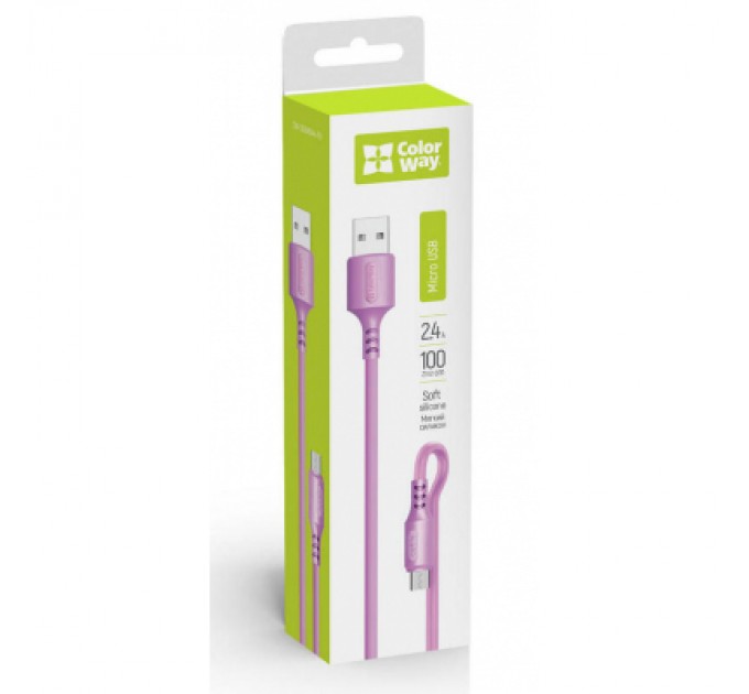 Дата кабель USB 2.0 AM to Micro 5P 1.0m soft silicone violet ColorWay (CW-CBUM044-PU)