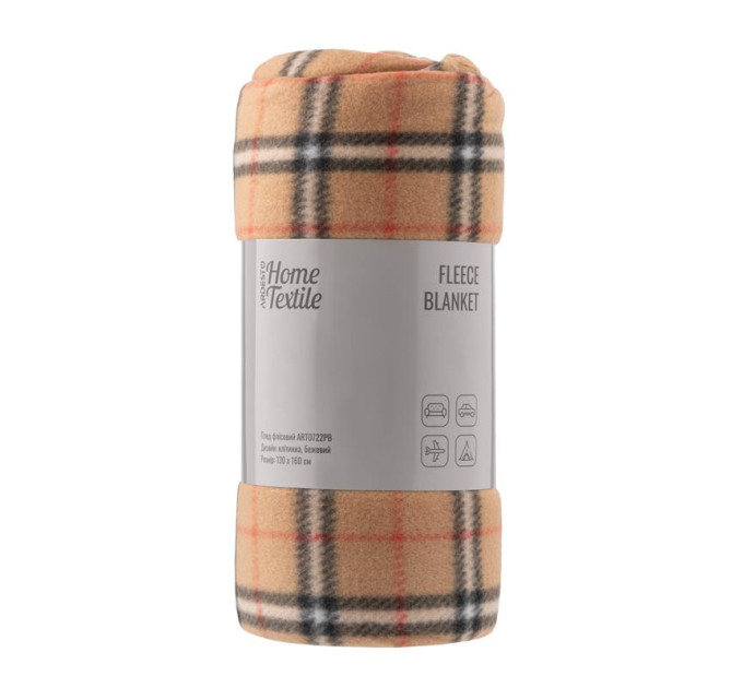 Ardesto Плед Ardesto Fleece 100% поліестер, клітинка, бежевий 130х160 см (ART0722PB)