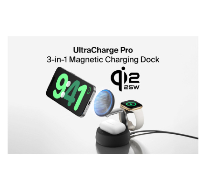 Belkin Зарядний пристрій Belkin UltraCharge Pro Wireless 3-in-1 25W charcoal (WIZ040KQCH)