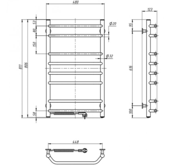 Сушарка для рушників Navin Блюз 480x800 (12-006130-4880)