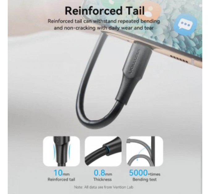 Дата кабель USB 2.0 AM to Micro 5P 1.0m black VENTION (CTIBF)