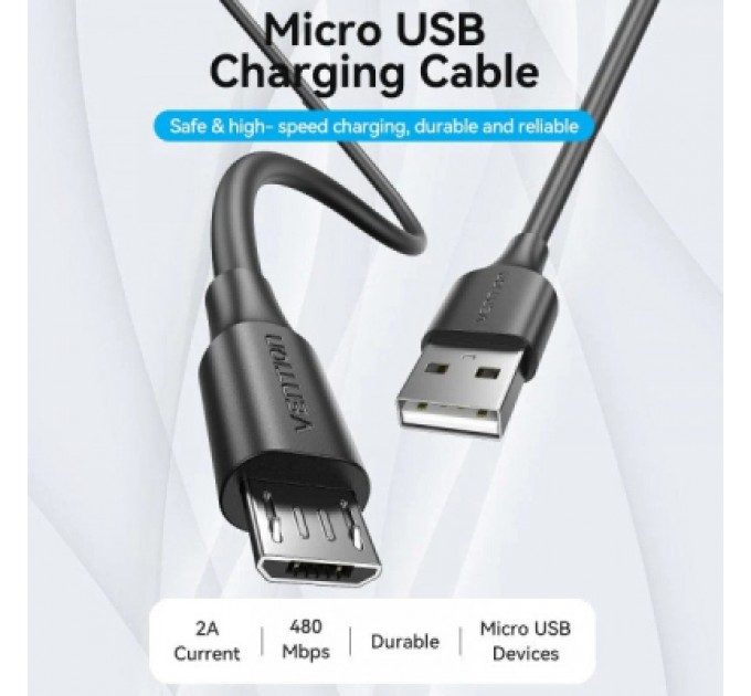 Дата кабель USB 2.0 AM to Micro 5P 1.0m black VENTION (CTIBF)