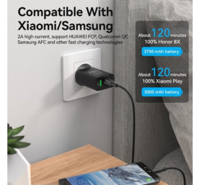 Дата кабель USB 2.0 AM to Micro 5P 1.0m black VENTION (CTIBF)