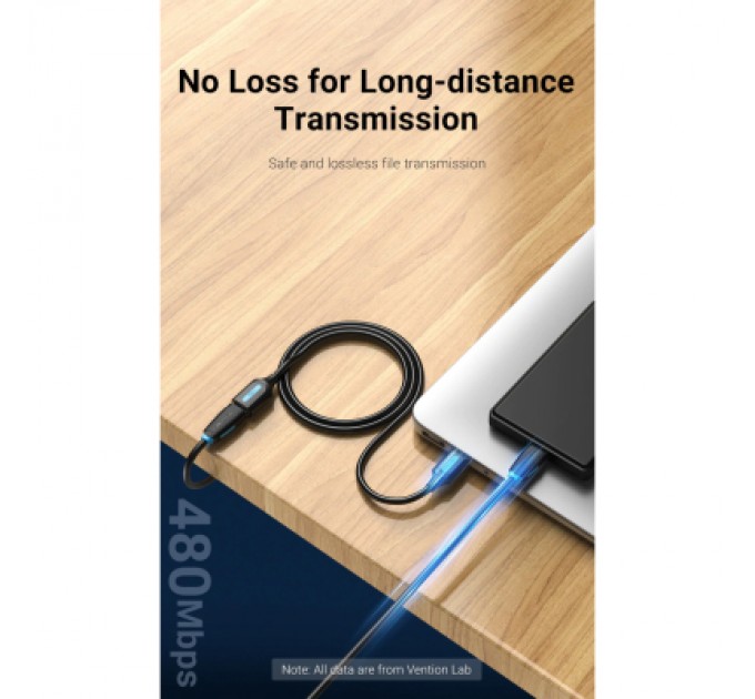 Дата кабель USB 2.0 AM/AF 1.5m black Vention (CBIBG)