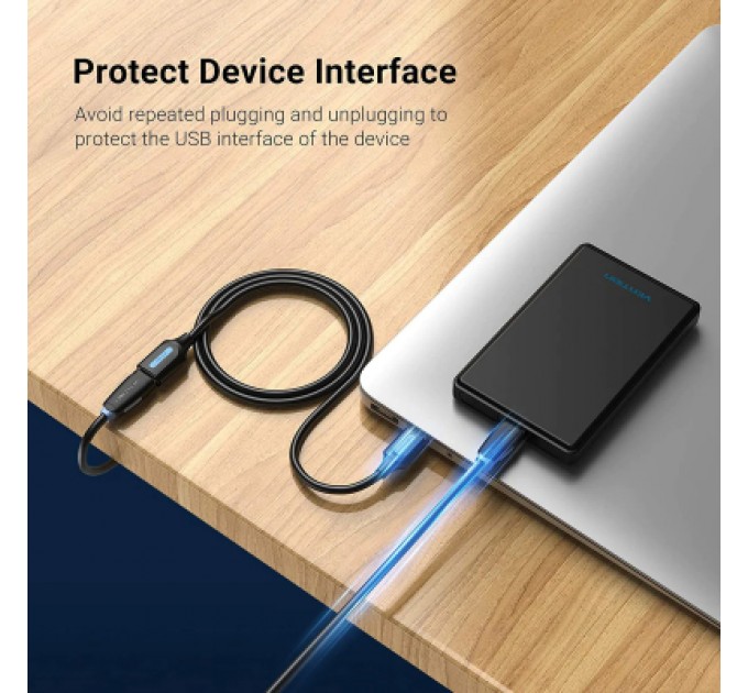 Дата кабель USB 2.0 AM/AF 1.5m black Vention (CBIBG)