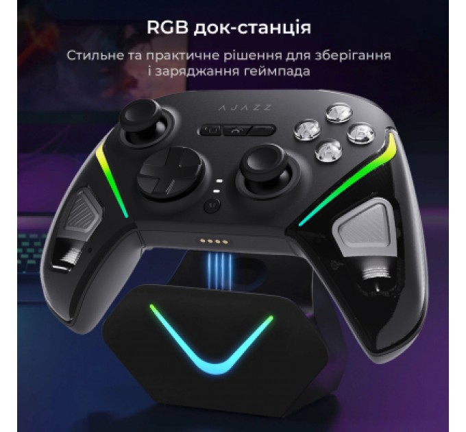 Геймпад Ajazz GP100S 2.4G/BT/USB Switch/PC/iOS/Android RGB Black (GP100S-B)