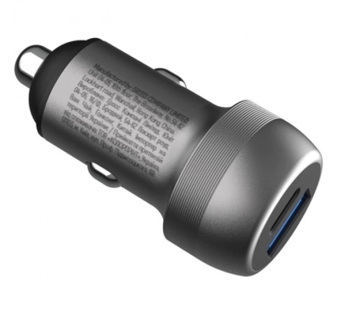 Зарядний пристрій ColorWay USB-C PD35W + USB QC3.0 car adapter (CW-CHA066PD-GR)