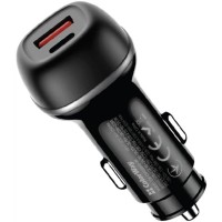 Зарядний пристрій ColorWay USB-C PD65W + USB QC3.0 car adapter (CW-CHA068PD-BK)
