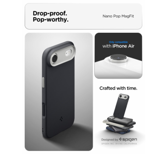 Spigen Чохол до мобільного телефона Spigen Nano Pop MagFit iPhone 17 Air Black Sesame (ACS10301)