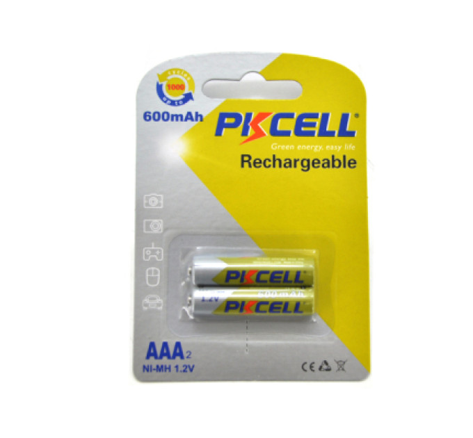 PkCell Акумулятор AAA R03 600mAh 1.2V NiMH Rechargeable Battery, 2шт/бл PkCell (PC/AAA600-2BR)