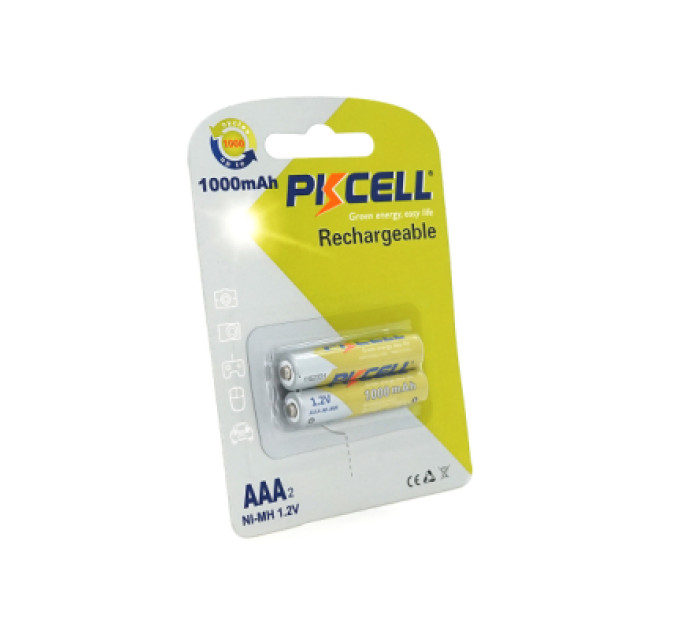 PkCell Акумулятор AAA R03 1000mAh 1.2V NiMH Rechargeable Battery, 2шт/бл PkCell (PC/AAA1000-2BR)
