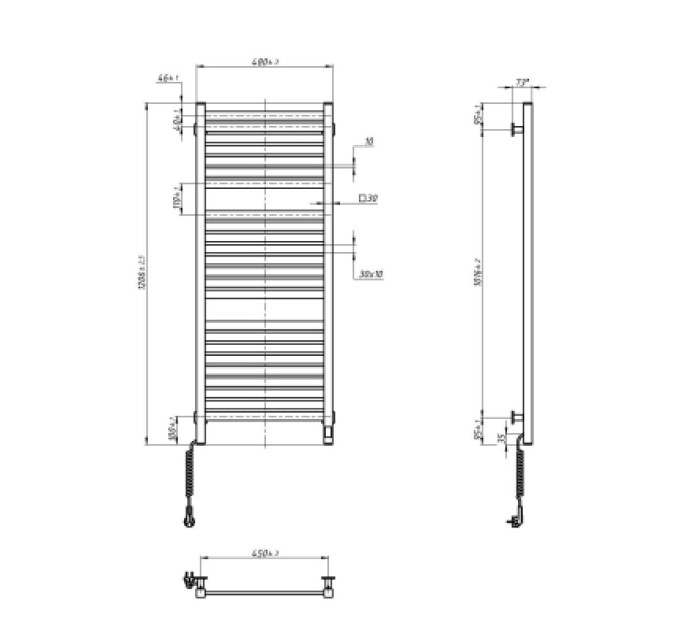 Navin Сушарка для рушників Navin Авангард Х, 1200х480х71мм, Wi-Fi, сталь, чорний муар, ліве підключення (12-272155-4812)