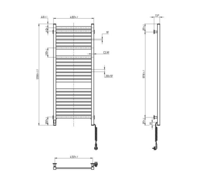Navin Сушарка для рушників Navin Авангард Х, 1200х480х71мм, Wi-Fi, сталь, чорний муар, праве підключення (12-272055-4812)
