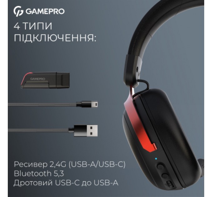 Навушники GamePro Asgard Freya Pro Wireless Black/Red (HSW201BR)