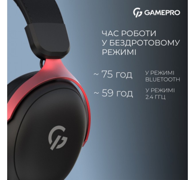 Навушники GamePro Asgard Freya Pro Wireless Black/Red (HSW201BR)