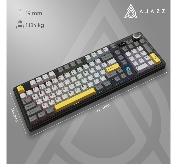 Клавіатура бездротова Ajazz AK980 V2 Maillard Switch Black (AK980-V2-M-BGY)