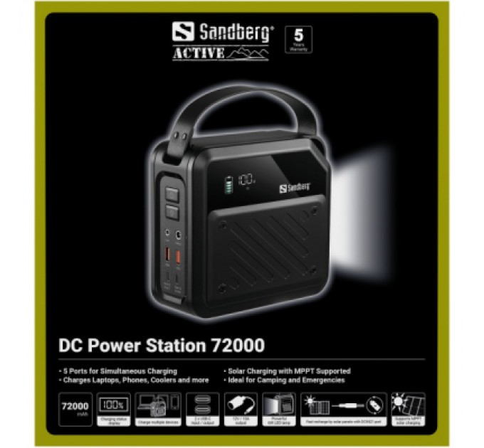 Батарея універсальна Sandberg 72000mAh max 268W, DC9,612,6V/10A, PD/100W(In/Out), LiMnFePO (421-22)