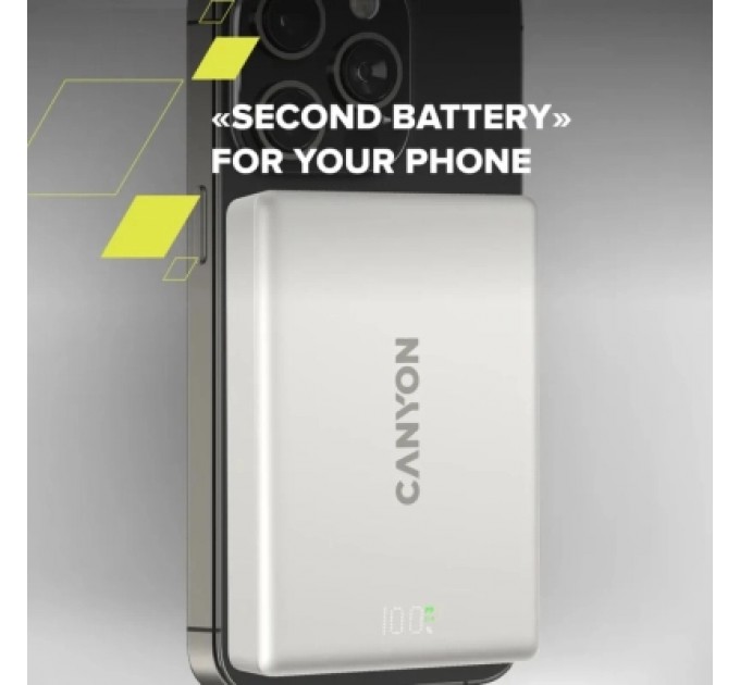 Батарея універсальна Canyon 10000mAh OnPower 511 PD20W Magnetic wireless MagSafe Grey (CNS-CPB511G)