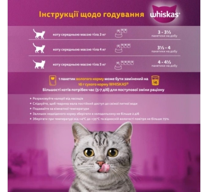 Вологий корм для кішок Whiskas курка, індичка в желе 4х85 г (4770608263676)