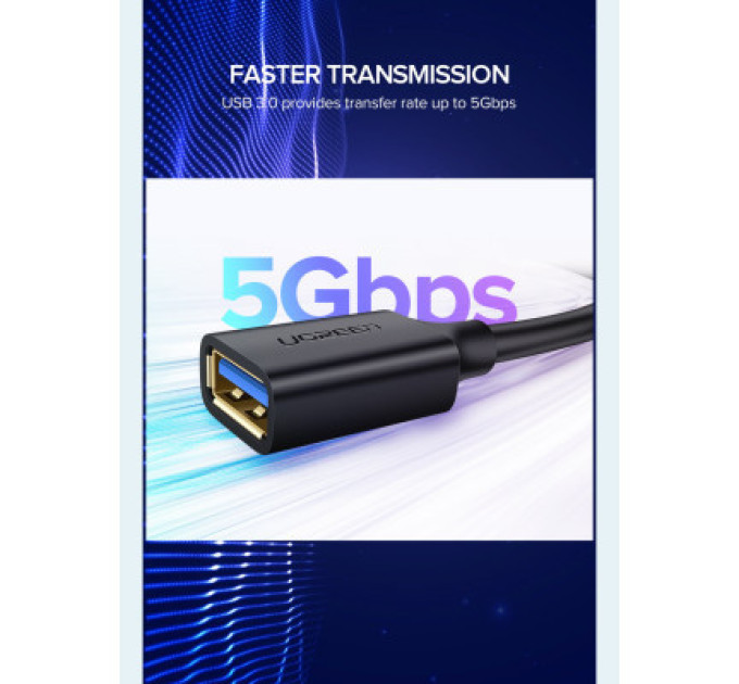 Ugreen Дата кабель USB 3.0 AM/AF 2.0m US129 Black UGREEN (10373)