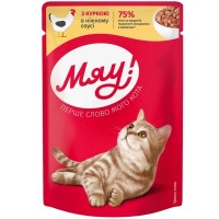 Вологий корм для кішок Мяу! З куркою в ніжному соусі 85 г (4820269142633)