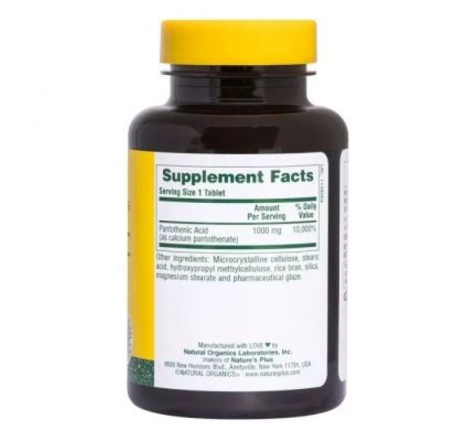 Вітамін Natures Plus Пантотенова кислота (B5), 1000 мг, 60 таблеток (NAP-02060)
