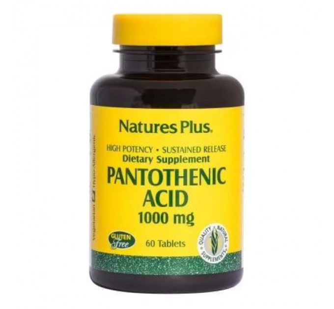 Вітамін Natures Plus Пантотенова кислота (B5), 1000 мг, 60 таблеток (NAP-02060)