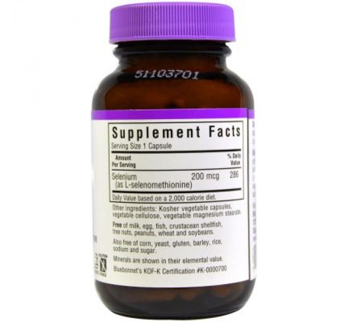 Мінерали Bluebonnet Nutrition Селен 200мкг, 90 гелевих капусул (BLB-00736)