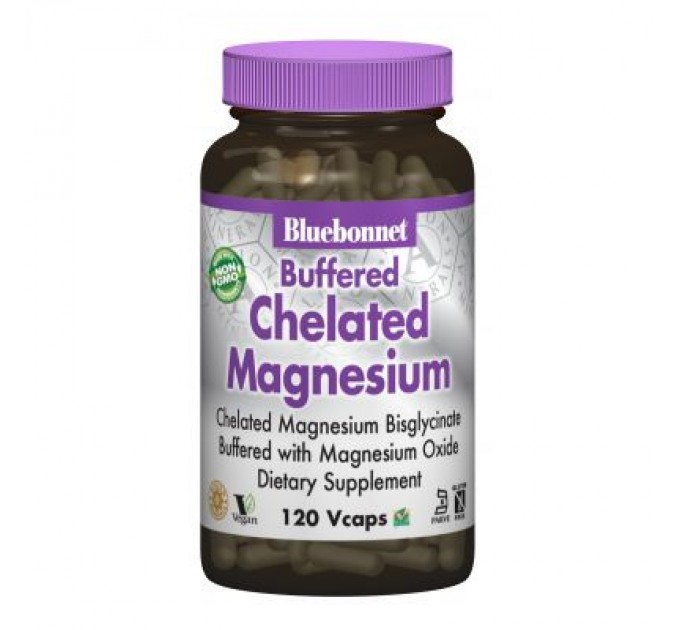 Мінерали Bluebonnet Nutrition Хелатний Буферний Магній 200мг, Albion, 120 гелевих капсул (BLB-00673)