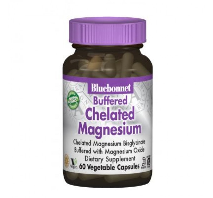 Мінерали Bluebonnet Nutrition Хелатний Буферний Магній 200мг, Albion, 60 гелевих капсул (BLB-00672)