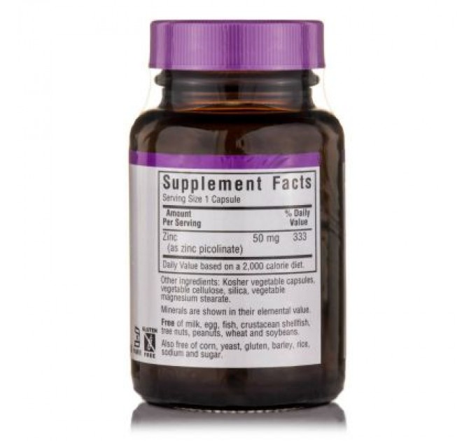 Мінерали Bluebonnet Nutrition Цинк Пиколинат 50мг, 50 гелевих капсул (BLB-00738)