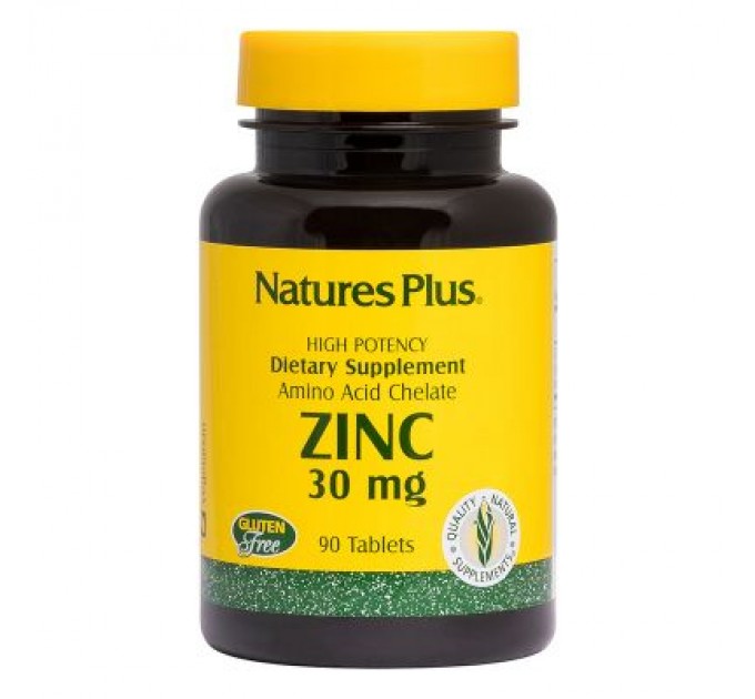 Мінерали Natures Plus Цинк 30 мг, 90 таблеток (NTP3641)