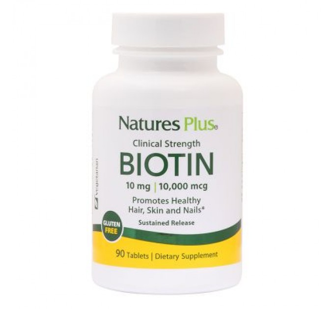 Вітамін Natures Plus Біотин (В7) Повільного Вивільнення, Nature's Plus, 10 мг, 90 (NAP-01793)