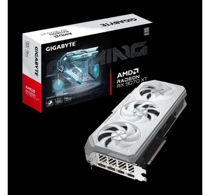 GIGABYTE Відеокарта AMD Radeon RX 9070 XT 16GB GDDR6 Gaming OC Ice Gigabyte (GV-R907XGAMINGOCICE-16GD)