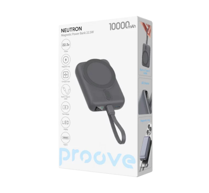 Proove Універсальна мобільна батарея Proove Neutron 22.5W 10000mAh Gray (PBNE22022203)