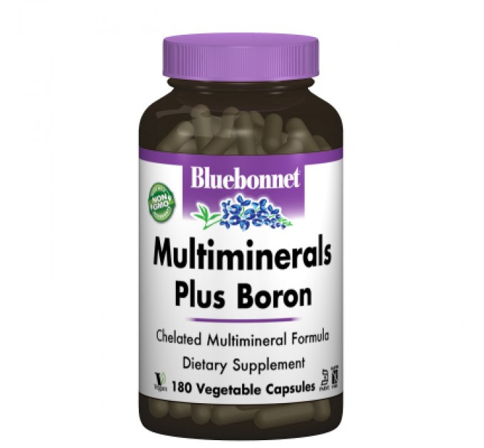 Мінерали Bluebonnet Nutrition Мультімінерали + Бор з Залізом, 180 гелевих капсул (BLB-00212)