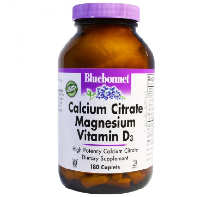 Вітамінно-мінеральний комплекс Bluebonnet Nutrition Цитрат Кальцію Магній + Вітамін D3, 180 капсул (BLB-00717)