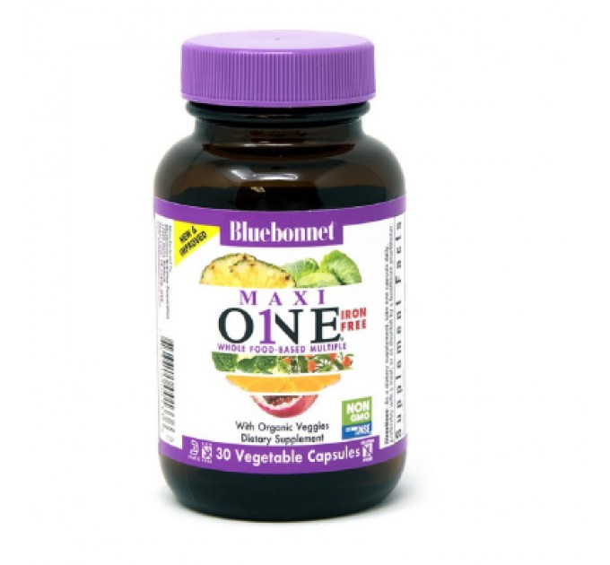 Мультивітамін Bluebonnet Nutrition Мультивітаміни без заліза, MAXI ONE Iron Free, 30 вегетаріан (BLB0133)