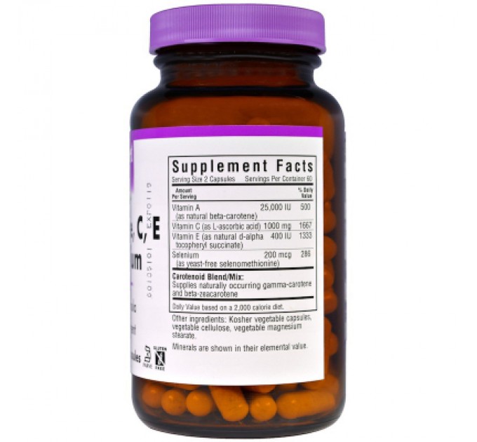 Вітамінно-мінеральний комплекс Bluebonnet Nutrition Бета-Каротин, C, Е + Селен, Beta Carotene, C, E Plus Seleniu (BLB-00322)