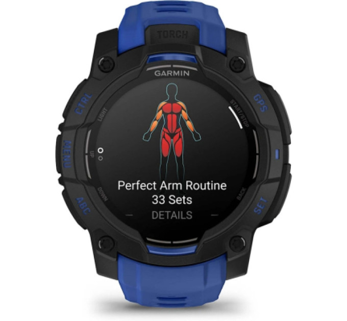 Garmin Смарт-годинник Garmin Instinct 3, 45mm, AMOLED, Black with Bolt Blue Band, GPS смарт-годинник (010-02936-03)
