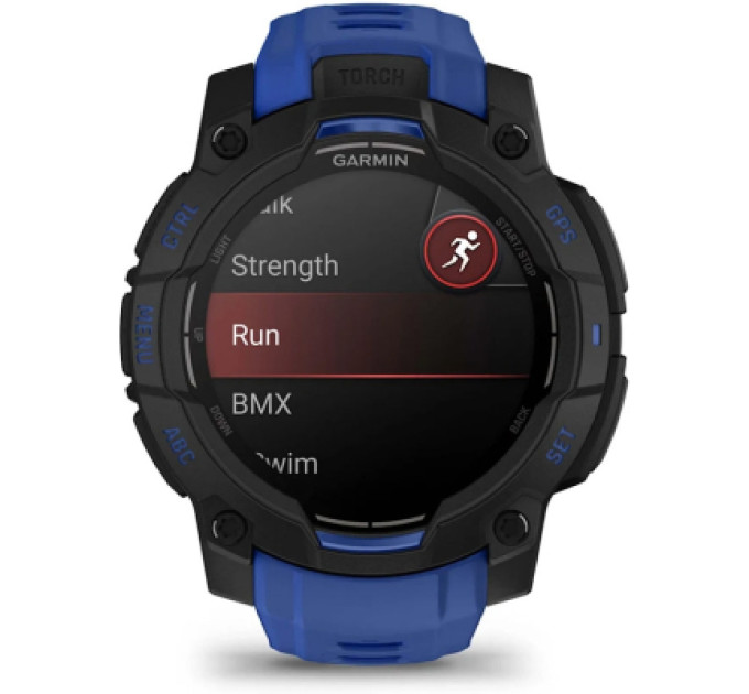 Garmin Смарт-годинник Garmin Instinct 3, 45mm, AMOLED, Black with Bolt Blue Band, GPS смарт-годинник (010-02936-03)