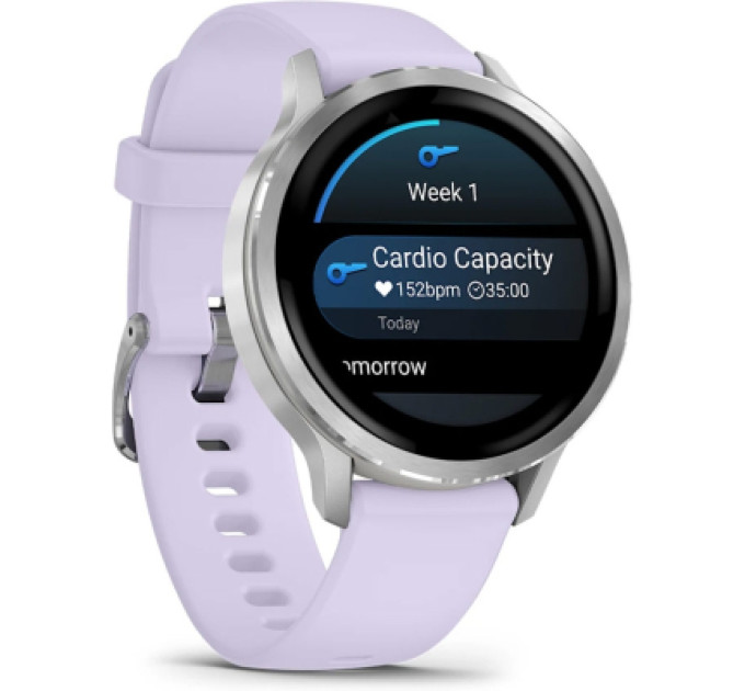 Garmin Смарт-годинник Garmin Venu 4 (41mm), Gray w/ Silver + Periwinkle, GPS смарт-годинник (010-03013-01)