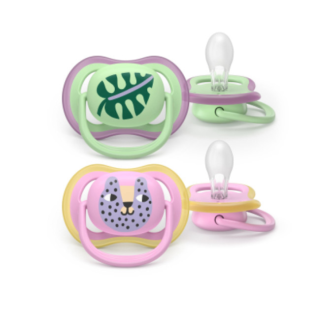 Philips AVENT Пустушка Philips AVENT Ultra Air, 6-18 міс., салатово-рожева (SCF087/13)
