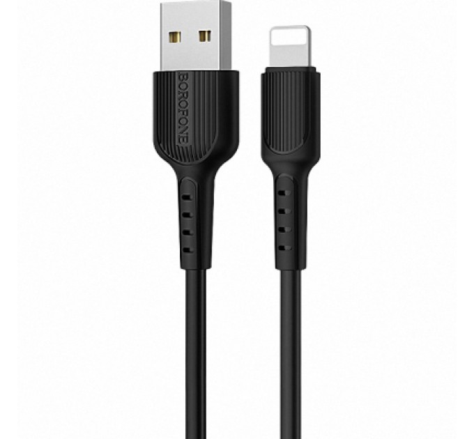 Дата кабель USB 2.0 AM to Lightning 1.0m 2A PVC BX16 black BOROFONE (6957531099512)