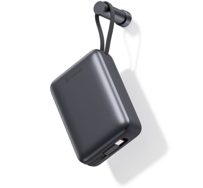 Swissten Батарея універсальна SWISSTEN 20000mAh SPACE 22/5W PD QC w/built-in cables USB-C/LIGHTNING Silver (8595217490598)