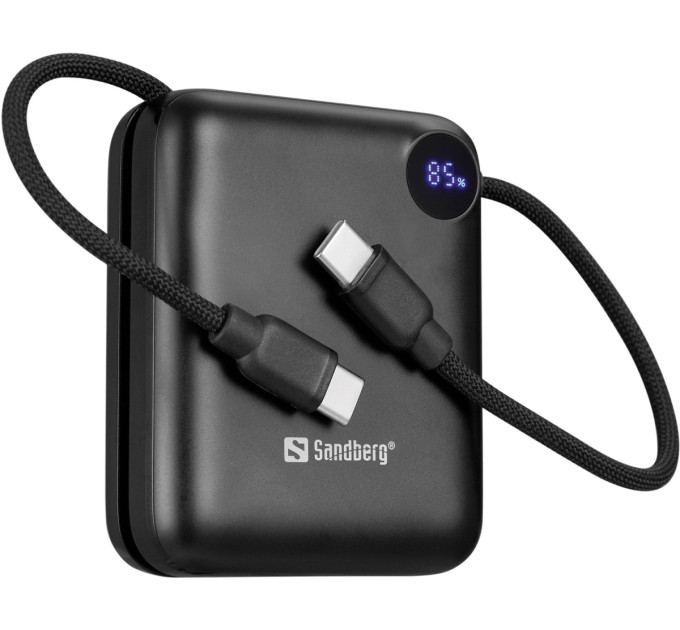 Sandberg Батарея універсальна Sandberg 10000mAh PD/3.1/20W, QC/3.0, USB-C In/Out, with 2 cables USB-C (421-26)
