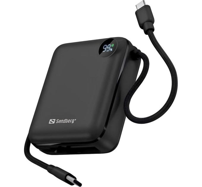 Sandberg Батарея універсальна Sandberg 10000mAh PD/3.1/20W, QC/3.0, USB-C In/Out, with 2 cables USB-C (421-26)