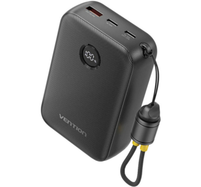 Vention Батарея універсальна VENTION 20000mAh 22,5W Fast Charging, with built-in USB-C cable, Black (FKBB0-C)